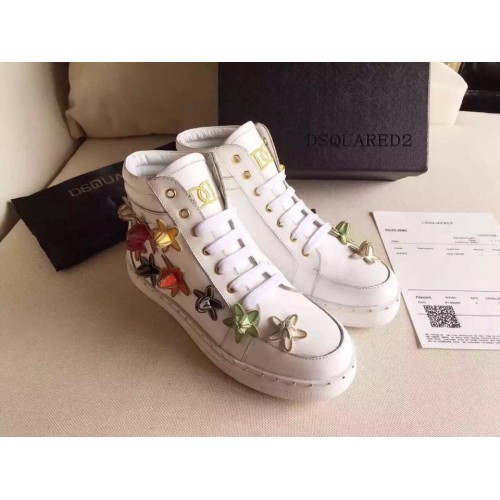 DSQUARED2 high top floral trainers sneakers white